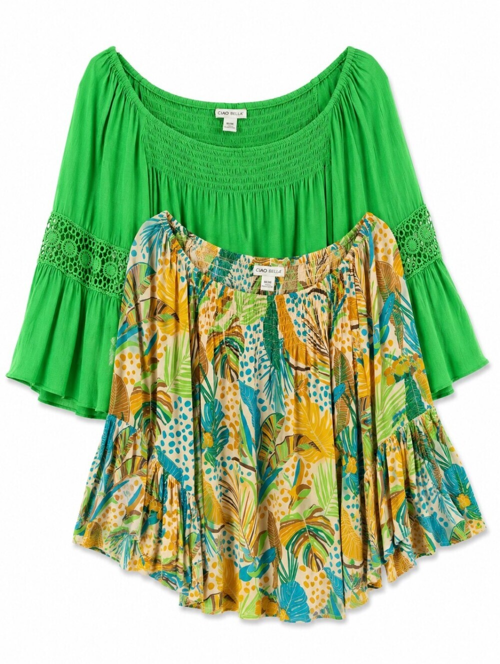 Cato Lot Of 2 Women's Smocked Tropical Casual Tops Sz 18/20W Vacation Summer